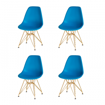 Набор 4 шт Стул обеденный DOBRIN DSR, ножки золотые, цвет голубой (BE-02)