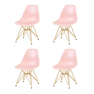 Набор 4 шт Стул обеденный DOBRIN DSR, ножки золотые, цвет светло-розовый (PK-02)