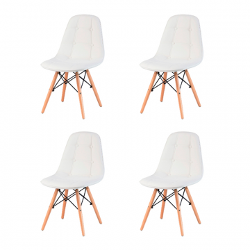 Набор 4 шт Стул обеденный DOBRIN BENNET, ножки светлый бук, белый