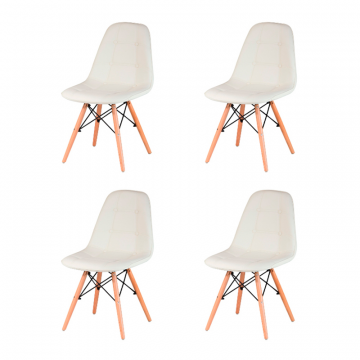 Набор 4 шт Стул обеденный DOBRIN BENNET, ножки светлый бук, кремовый