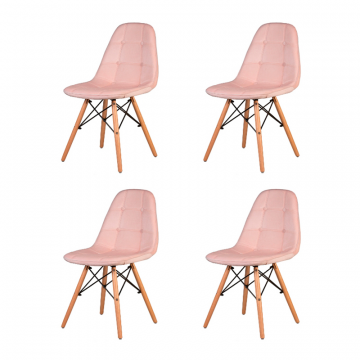 Набор 4 шт Стул обеденный DOBRIN BENNET, ножки светлый бук, пудрово-розовый велюр (HLR-39)