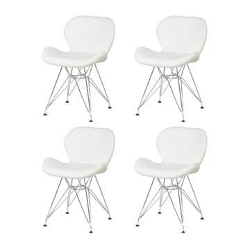 Набор 4 шт Стул обеденный DOBRIN BUTTERFLY CHROME, ножки хром, цвет белый
