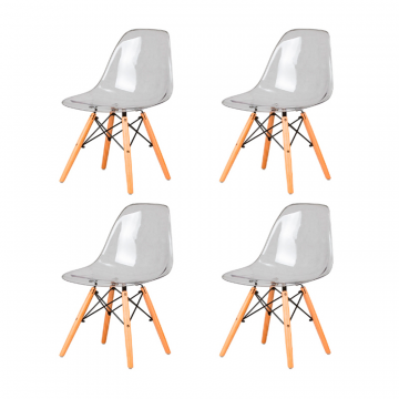 Набор 4 шт Стул обеденный DOBRIN DSW CASPER, ножки светлый бук, цвет прозрачный