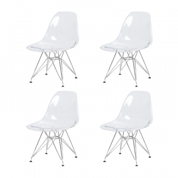 Набор 4 шт Стул обеденный DOBRIN DSR CASPER, ножки хром, цвет прозрачный