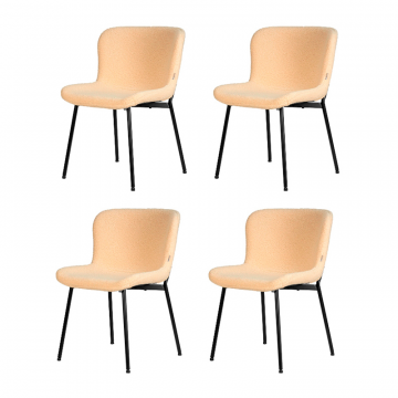 Набор 4 шт Стул обеденный DOBRIN MILO, черные ножки, кремовый букле (UF992-02)