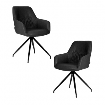 Набор 2 шт Стул обеденный DOBRIN DANIEL, черные ножки, винтажная антрацитовая экокожа (RU-08)