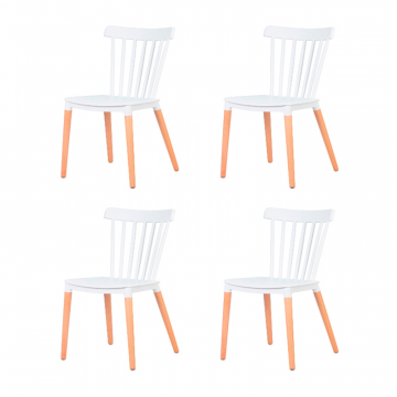 Набор 4 шт Стул обеденный DOBRIN THEO, ножки светлый бук, цвет белый (W-02)