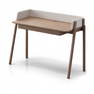 Стол письменный Basic 140*60 см (натуральный дуб, молочный экокожа)