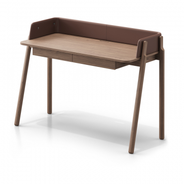 Стол письменный Basic 140*60 см (натуральный дуб, кирпичный экокожа)