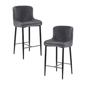 Набор 2 шт Стул полубарный DOBRIN CHRISTIAN'65, черные ножки, темно-серый велюр (V108-91)