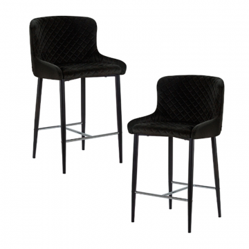 Набор 2 шт Стул полубарный DOBRIN CHRISTIAN'65, черные ножки, черный велюр (V108-77)