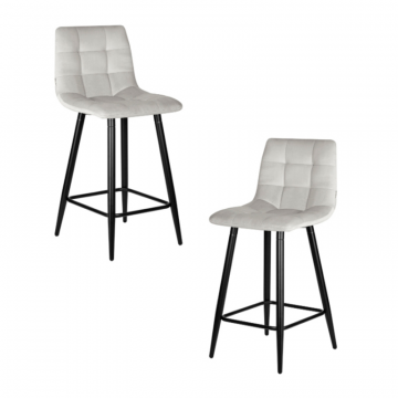 Набор 2 шт Стул полубарный DOBRIN OLIVIA, черные матовые ножки, светло-серый велюр (108-52)