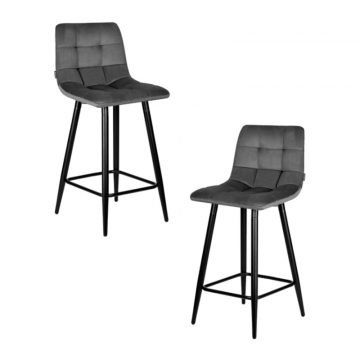 Набор 2 шт Стул полубарный DOBRIN OLIVIA, черные матовые ножки, темно-серый велюр (108-91)