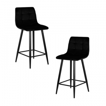 Набор 2 шт Стул полубарный DOBRIN OLIVIA, черные матовые ножки, черный велюр (108-77)
