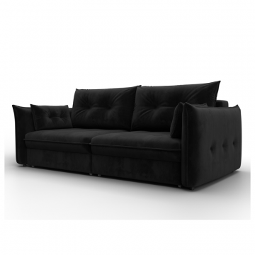 Диван прямой Лига-100 НПБ, SEVEN 35 черный, Велюр