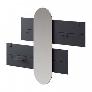 Вешалка Stripe L горизонтальная с зеркалом 60*160 см (черный)