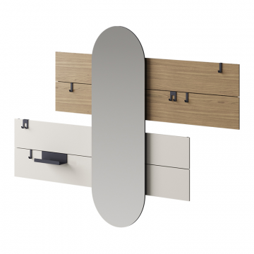 Вешалка Stripe L горизонтальная с зеркалом 60*160 см (натуральный дуб, дымка)