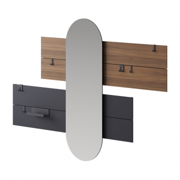 Вешалка Stripe L горизонтальная с зеркалом 60*160 см (орех, черный)