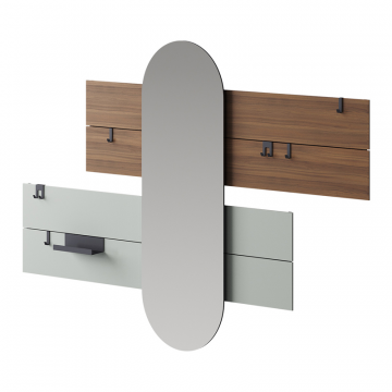 Вешалка Stripe L горизонтальная с зеркалом 60*160 см (орех, серый)