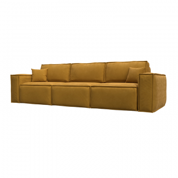 Диван прямой Лига-081 НПБ Лонг Желтый, Велюр