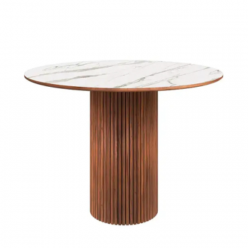 Стол круглый Denver 120, керамика матовая / опора дерево