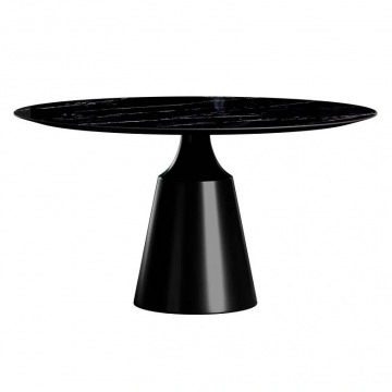 Стол круглый Lucas 120, керамика глянцевая, черная / опора черная