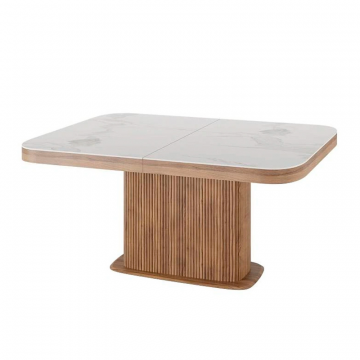 Стол прямоугольный раскладной Denver (200+40), керамика матовая, опора дерево