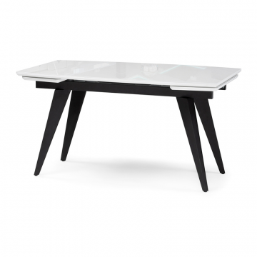 Стеклянный стол Элис 140(200)х80 белый / черный