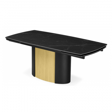 Керамический стол Бовер 180(220)x90 черный мрамор / черный / дуб натуральный