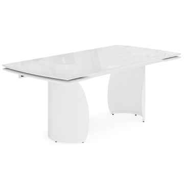Керамический стол Готланд 180(240)x90 statuario titan gloss / белый