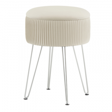 Пуф Астор бежевый серебряные ножки