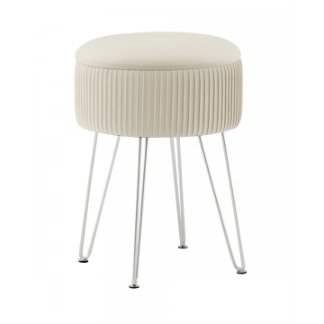 Пуф Астор бежевый серебряные ножки