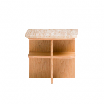 Тумба прикроватная из шпона дуба и травертина Caliste