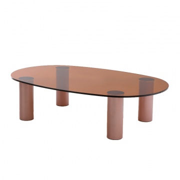 Стол журнальный из закаленного стекла и шлифованного металла Madeline  единый размер каштановый