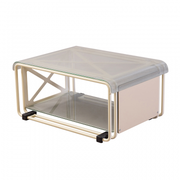 Журнальный столик F2F МОДУЛЬ серебряное стекло, белый каркас