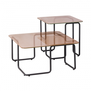 Журнальный столик F2F МЁБИУС бронзовое стекло, черный корпус. Комплект из 2-х шт.