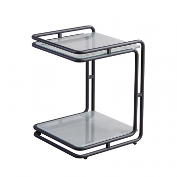 Столик F2F АЙРОНИ С серебряное стекло, черный корпус