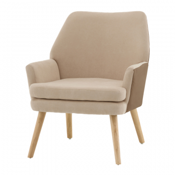 Кресло Харви бежевый с коричневой экокожей деревянные ножки