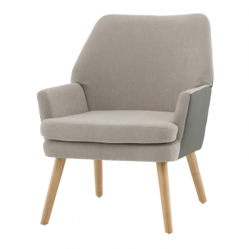 Кресло Харви серый с серой экокожей деревянные ножки