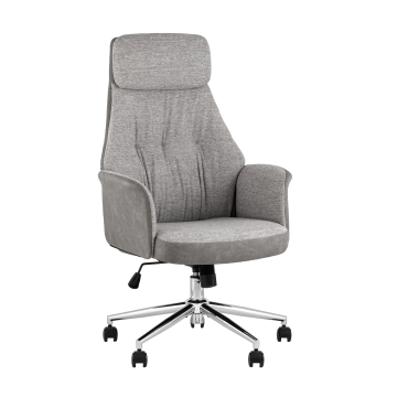 Кресло офисное TopChairs Neoma светло-серый экокожа ткань