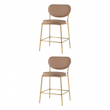 Стул полубарный Барбара NEW экокожа бежевая золотые ножки 2 шт.