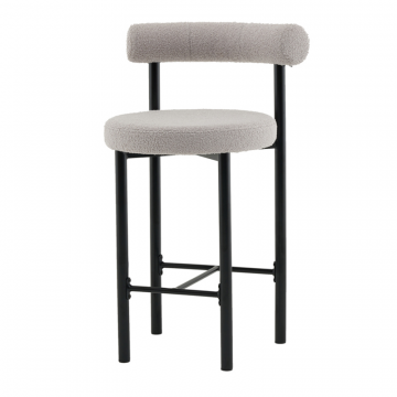 Стул полубарный Флорео букле светло-серый