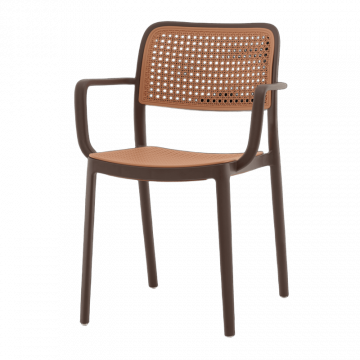 Стул Yona пластиковый с подлокотниками коричневый