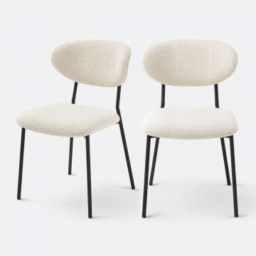 Комплект из 2 стульев в ткани букле Galmo  единый размер бежевый