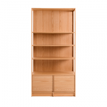 Стеллаж двухсекционный шпонированный дубом Senssia  единый размер бежевый