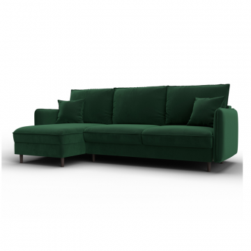 Диван угловой Лига-064 НПБ угол универсальный, SEVEN 626 зеленый, Велюр