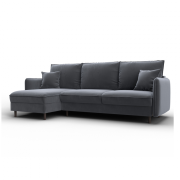 Диван угловой Лига-064 НПБ угол универсальный, SEVEN 17 серый, Велюр