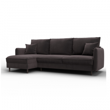 Диван угловой Лига-064 НПБ угол универсальный,SEVEN 727 коричневый, Велюр