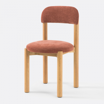 Стул с ножками из массива дуба сидение велюровое Bombino  единый размер каштановый