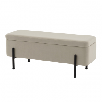 Банкетка Болейн с ящиком велюр бежевый черные ножки